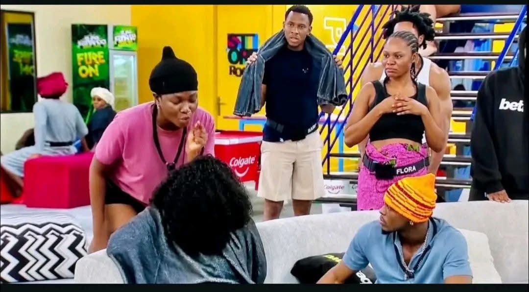 Temi Nkem with an exchange with other housemates 